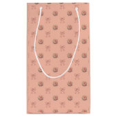 Dusty Peach Vintage Roses Toile Bows Kleine Geschenktüte (Rückseite)