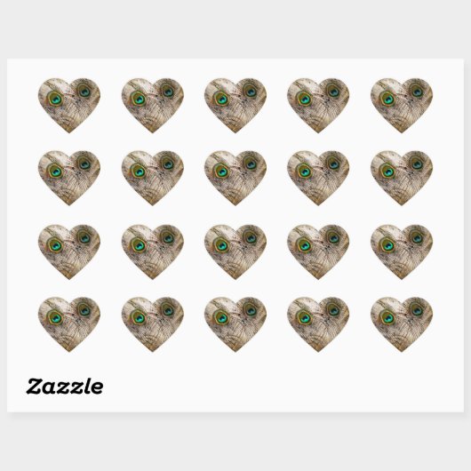 Dusty Peacock Feathers Heart Stickers (Blatt)