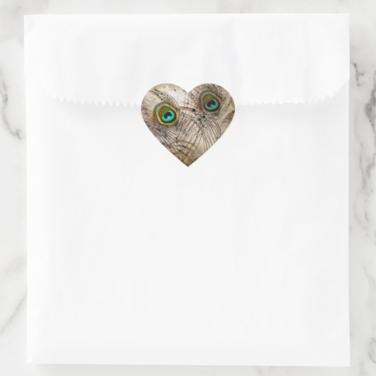 Dusty Peacock Feathers Heart Stickers (Tasche)