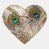 Dusty Peacock Feathers Heart Stickers (Vorderseite)