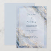 Dusty Periwinkle Gold Foil Marble Wedding Einladung (Vorne/Hinten)
