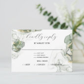 Dusty Pine Green und Charcoal RSVP Card (Stehend Vorderseite)