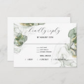 Dusty Pine Green und Charcoal RSVP Card (Vorne/Hinten)