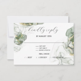 Dusty Pine Green und Charcoal RSVP Card