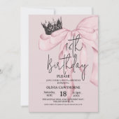 Dusty Pink 16th Birthday ⎮Modern Bow Sweet 16 Einladung (Vorderseite)