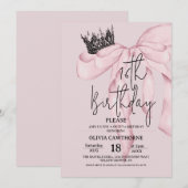 Dusty Pink 16th Birthday ⎮Modern Bow Sweet 16 Einladung (Vorne/Hinten)