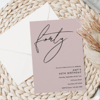 Dusty Pink 40. Geburtstag Einladung