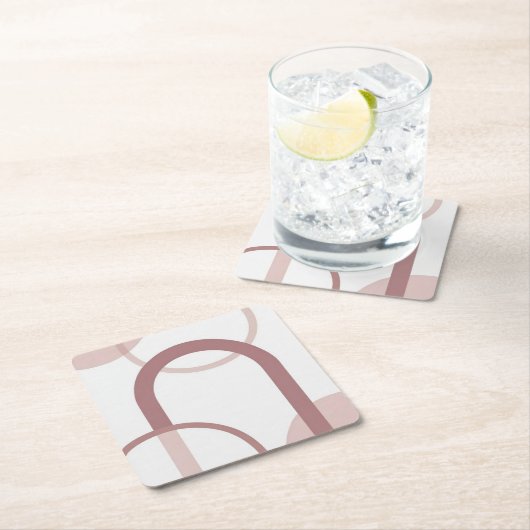 Dusty Pink Abstract Arch Coaster Set Rechteckiger Pappuntersetzer (Vor Ort)