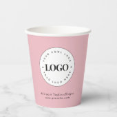 Dusty Pink Add Custom Business Company Logo Party Pappbecher (Vorderseite)