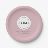 Dusty Pink Add Custom Business Company Logo Party Pappteller (Vorderseite)