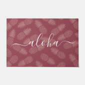 Dusty Pink Aloha Script Ananas Muster Einfach Fußmatte (Vorderseite)