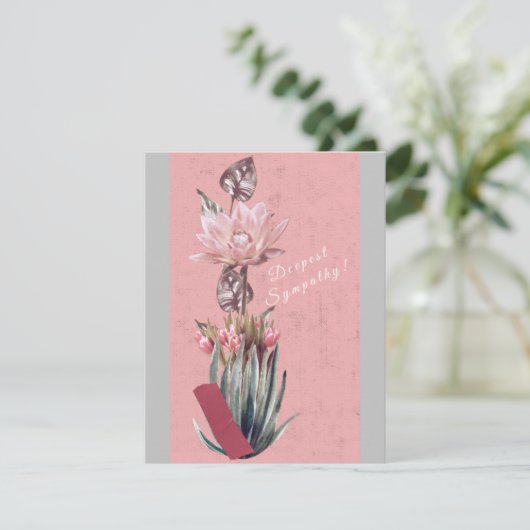 Dusty pink and grau tulips Sympathy Card (Stehend Vorderseite)