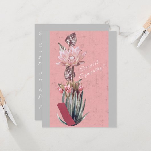 Dusty pink and grau tulips Sympathy Card (Vorderseite/Rückseite Beispiel)