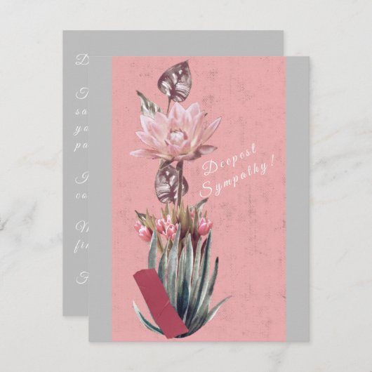 Dusty pink and grau tulips Sympathy Card (Vorne/Hinten)