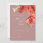 Dusty Pink and Red Poppies Hochzeitseinladung Einladung (Vorderseite)