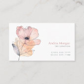 Dusty Pink Aquarell Blume, Name, Info, Weiß Visitenkarte (Vorderseite)