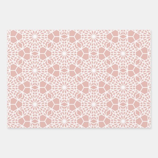 Dusty Pink Arabesque Geometric Pattern Geschenkpapier Set (Vorderseite 2)