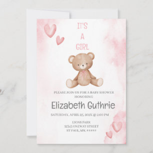 Dusty Pink Baby Dusche Einladung für Mädchen