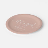 Dusty Pink Baby Shower Paper Plate Modern Girl Pappteller (Schrägansicht)