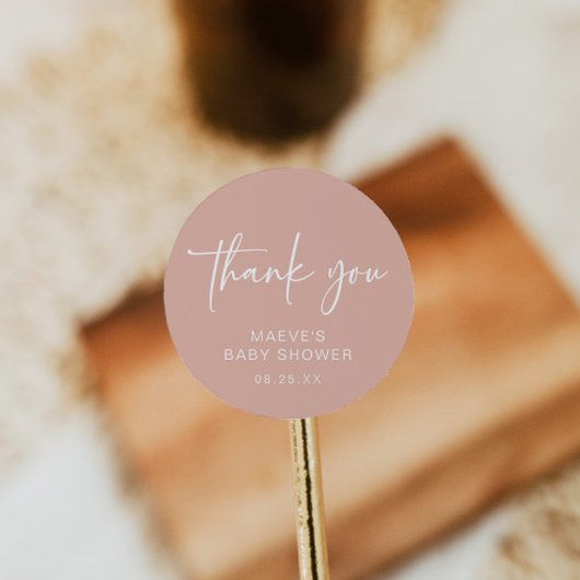 Dusty Pink Babydusche Rundsticker Modernes Mädchen Runder Aufkleber