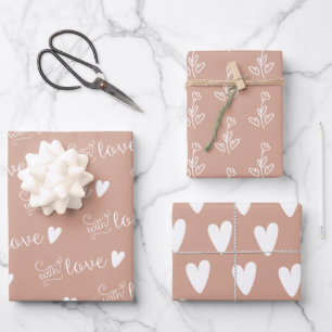 Dusty Pink Beige Gemustert Geschenkpapier Set