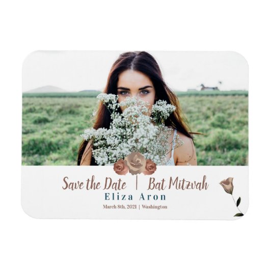 Dusty Pink, Beige Rose speichern das Datumsfenster Magnet (Horizontal)