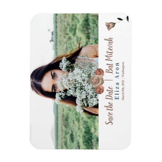 Dusty Pink, Beige Rose speichern das Datumsfenster Magnet (Vertikal)