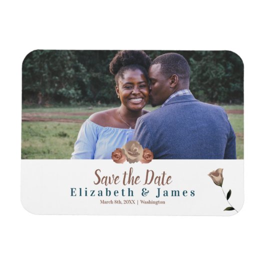 Dusty Pink, Beige Rose speichern das Datumsfenster Magnet (Horizontal)