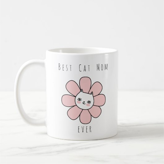 Dusty Pink Beste Katze Mama je. Daisy Cat Coffee T Kaffeetasse (Links)