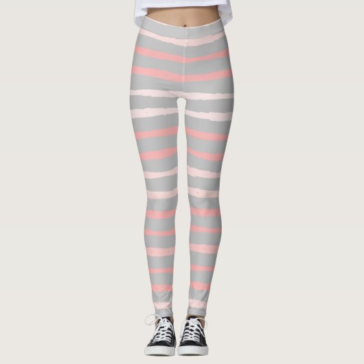 Dusty Pink Bio Stripes Leggings (Vorderseite)