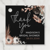 Dusty Pink & Black Floral Brautparty Danke Geschenkanhänger (Vorderseite)
