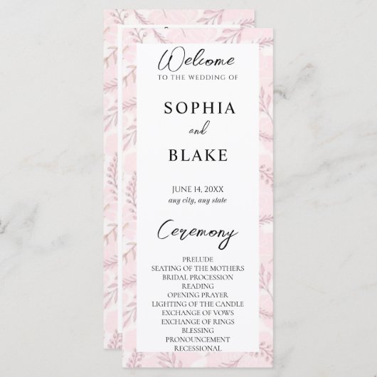 Dusty Pink Blätter and Foliage Wedage Program (Vorne/Hinten)