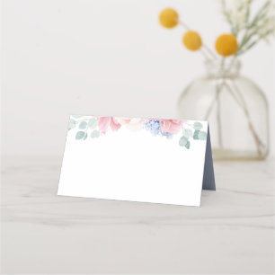 Dusty Pink Blue Blumen Elegante romantische Hochze Platzkarte