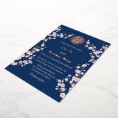 Dusty Pink Blue Cherry Blossom Chinesische Hochzei Folieneinladung (Gedreht)