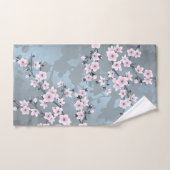 Dusty Pink Blue Cherry Blossom Floral Badhandtuch Set (Handtuch)