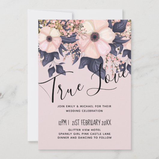 Dusty Pink Blue Floral Wedding Budget (Vorderseite)