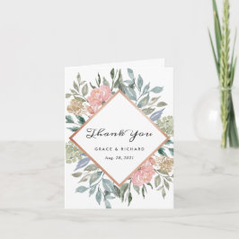 Dusty Pink Blue Green Rustic Wild Floral Wedding Dankeskarte