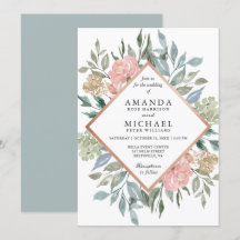 Dusty Pink Blue Green Rustic Wild Floral Wedding