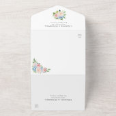 Dusty Pink Blue Hydrangea Blumenhochzeit All In One Einladung (Außenbereich)