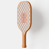 Dusty Pink Blue Plaid Custom Initials Pickleball Schläger (Links)