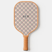 Dusty Pink Blue Plaid Custom Initials Pickleball Schläger (Rückseite)