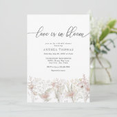 Dusty Pink Blume | Brautparty Aquarell Einladung (Stehend Vorderseite)