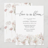 Dusty Pink Blume | Brautparty Aquarell Einladung (Vorne/Hinten)