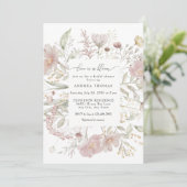 Dusty Pink Blume | Brautparty Aquarell Einladung (Stehend Vorderseite)