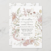 Dusty Pink Blume | Brautparty Aquarell Einladung (Vorne/Hinten)