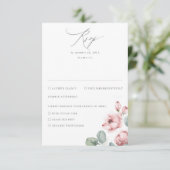 Dusty Pink Blume Elegant Dreamy Wedding RSVP (Stehend Vorderseite)