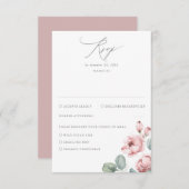 Dusty Pink Blume Elegant Dreamy Wedding RSVP (Vorne/Hinten)
