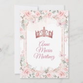 Dusty Pink Blume & Rose Gold Crown Mis Quince Einladung (Rückseite)