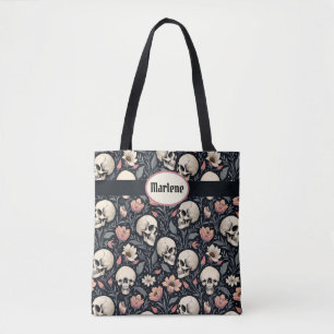 Dusty Pink Blume und Skulls Tasche