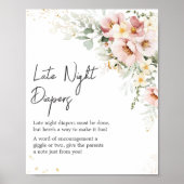 Dusty Pink Blumengrün Spätnachtsdüster Poster (Vorne)